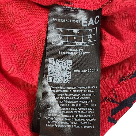 Guess Shirt Men Large 90s Red All Over Print Logo Retro Spell Out Printed - Picture 4 of 8